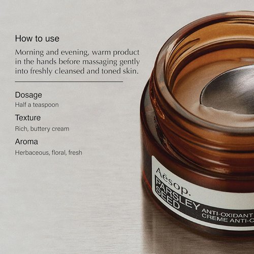 Aesop Parsley Seed Anti-Oxidant Facial Hydrating Cream - Potent Soothing Formula with Botanicals | 2.0 fl oz