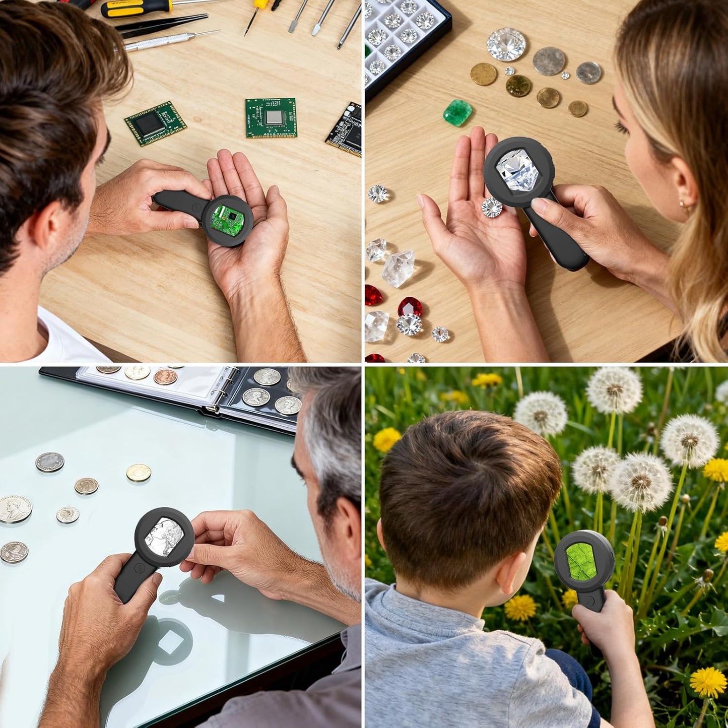 Digital Handheld Microscope for Kids Adults - OPAITA 100x Mini Coin Magnifier with Light Portable Jewelers Loupe with 2" Screen - USB Microscope Compatible with Windows, Mac OS