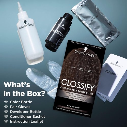 Schwarzkopf Glossify Color Gloss - Customizable Ash Brown Shade for Vibrant Hair Color