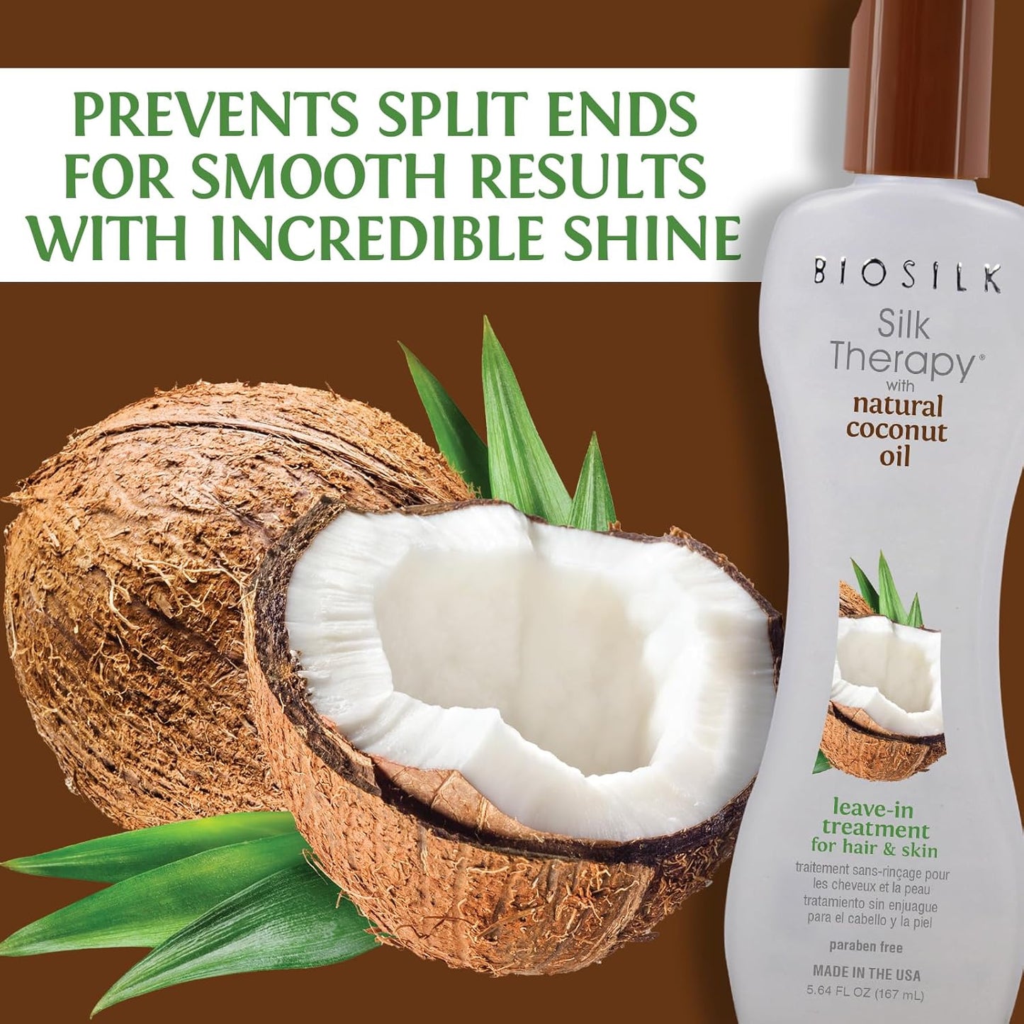 BioSilk Silk Therapy Leave-In Hair Treatment Cream - Frizz Control & Shine, 5.64 Fl Oz