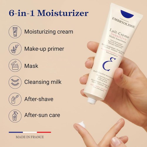 Embryolisse Lait Crème Sensitive Moisturizer - Hypoallergenic Face & Body Cream with Aloe Vera & Shea Butter | Fragrance-Free, All Skin Types