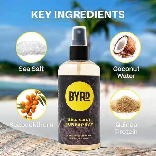 BYRD Sea Salt Surf Spray - Texturizing & Volumizing Coconut Scent for Hydrated, Shiny Hair | 8 Fl Oz