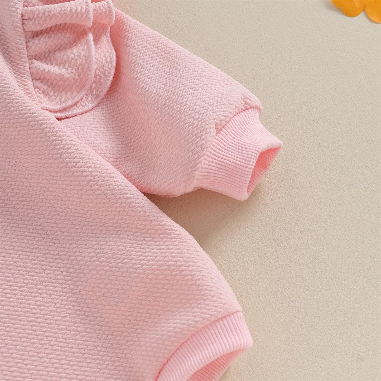 DOSYZTO Newborn Baby Girl Solid Romper Sweatshirt Ruffle Long Sleeve Bodysuit Outfit Infant Fall Clothing (Ruffled Sleeve Pink,12-18 Months)