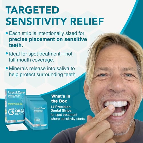 CrystLCare Tooth Sensitivity Treatment - Nano Hydroxyapatite Strips for Enamel Repair | 14 Count