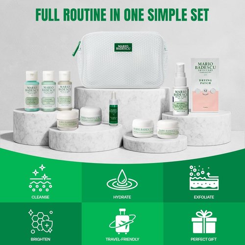 A Little Bit of Mario 10-Piece Skincare Kit | Brightening Vitamin C Serum, Hydrating Hyaluronic Dew Cream & More