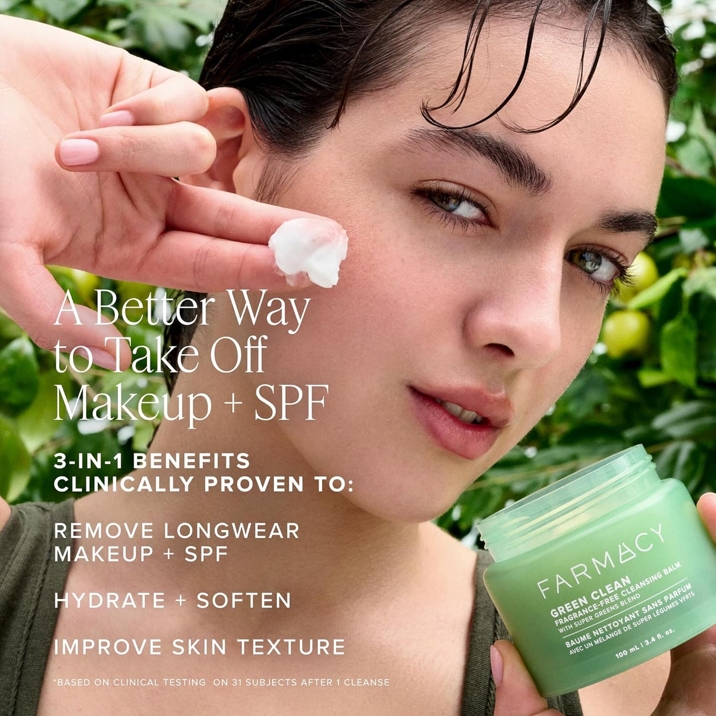 Farmacy Green Clean Makeup Remover Balm - Waterproof Cleansing Oil for Sensitive Skin | Hydrating & Fragrance-Free (100ml)