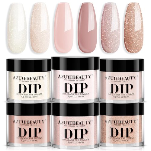 AZUREBEAUTY Dip Powder Nail Set - Light Pink & Champagne Shimmer | 6 Colors for DIY Manicure