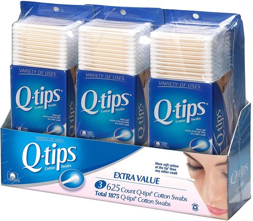 Q-Tips Cotton Swabs - Ultra Soft & Absorbent | 625 Count (Pack of 3)