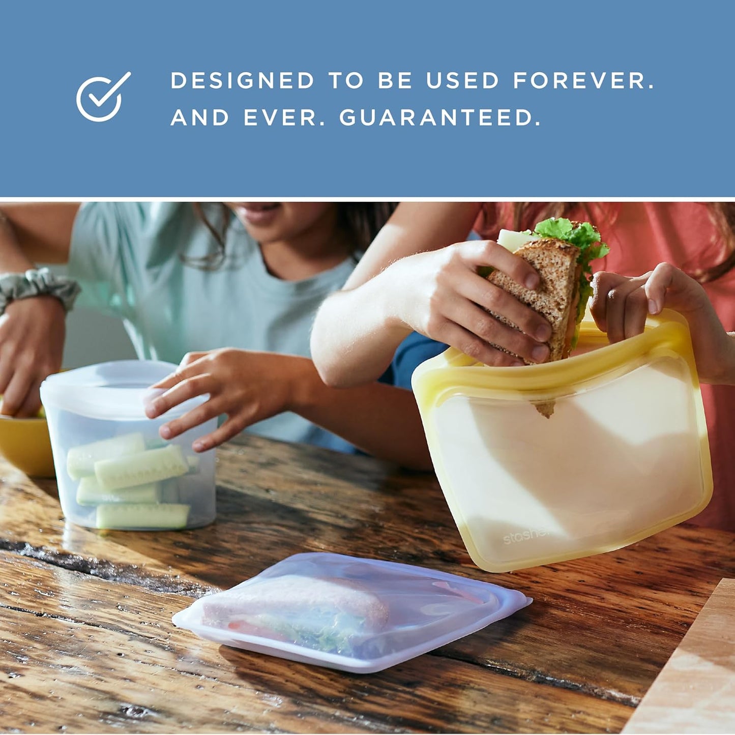 Stasher Silicone Reusable Storage Bag - Eco-Friendly 28 oz Sandwich & Freezer Bag | Microwave & Dishwasher Safe, Tie Dye Blue