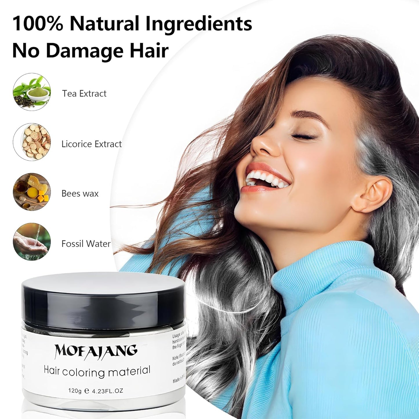 White Hair Color Wax by [Brand Name] - 4.23 oz Natural Styling Pomade for Cosplay & Parties