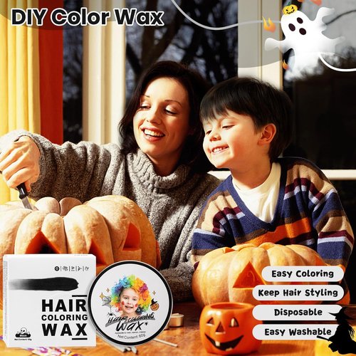 Hansuby Temporary Black Hair Color Wax - Washable Styling Mud for Kids & Teens | Perfect for Cosplay & Halloween