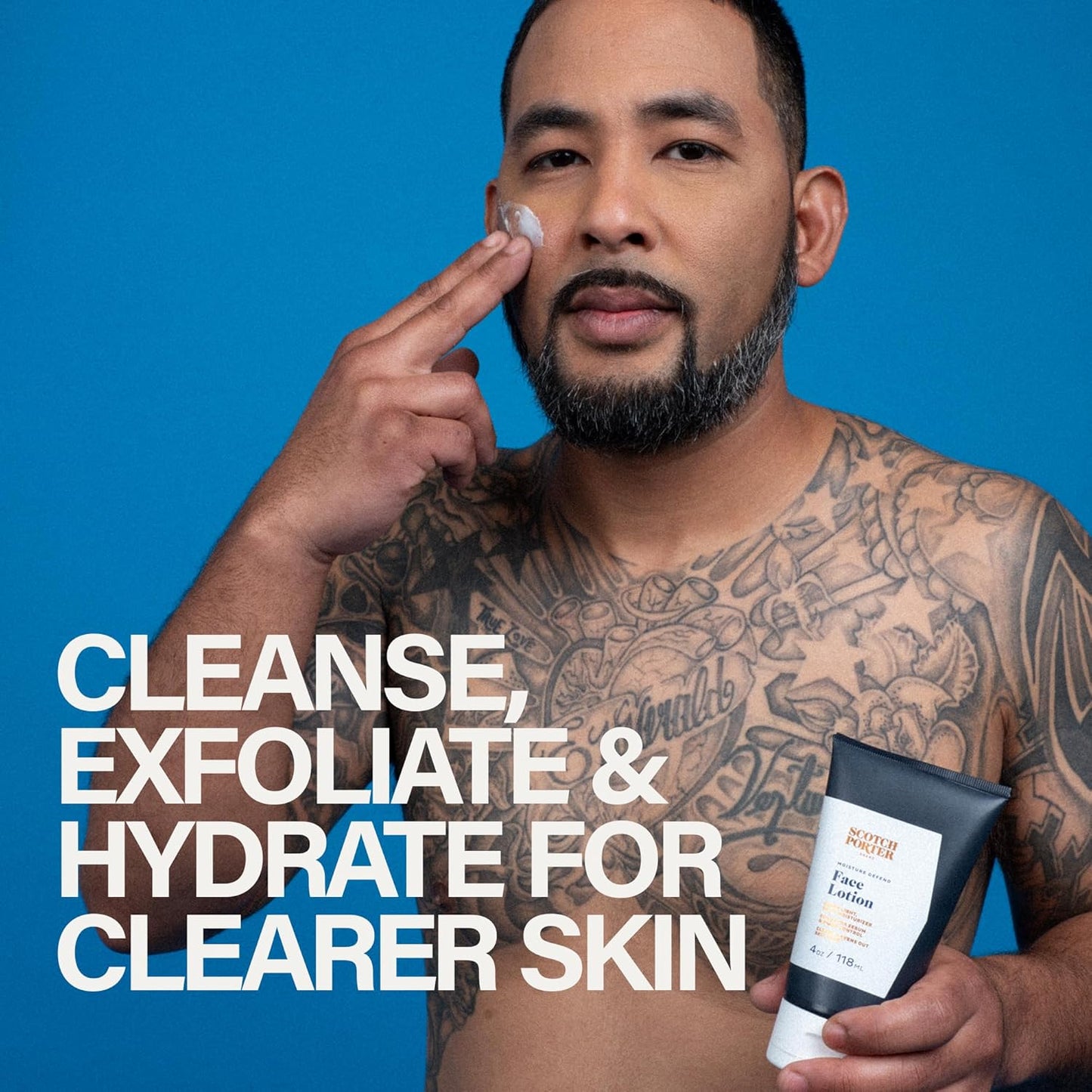 Scotch Porter Men's Face Care Collection - Exfoliate, Cleanse, Moisturize & Defend Skin | Includes Wash & Lotion