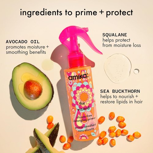 Amika The Wizard Detangling Primer - Silicone-Free Formula for Effortless Styling