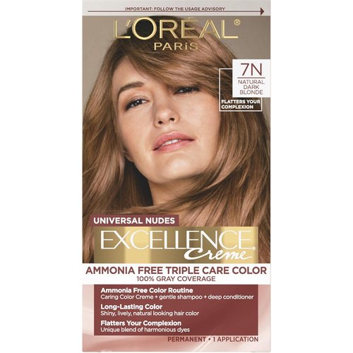 L’Oreal Paris Excellence Hair Color - Ammonia-Free Gray Coverage | 7N Natural Dark Blonde, 1 Kit