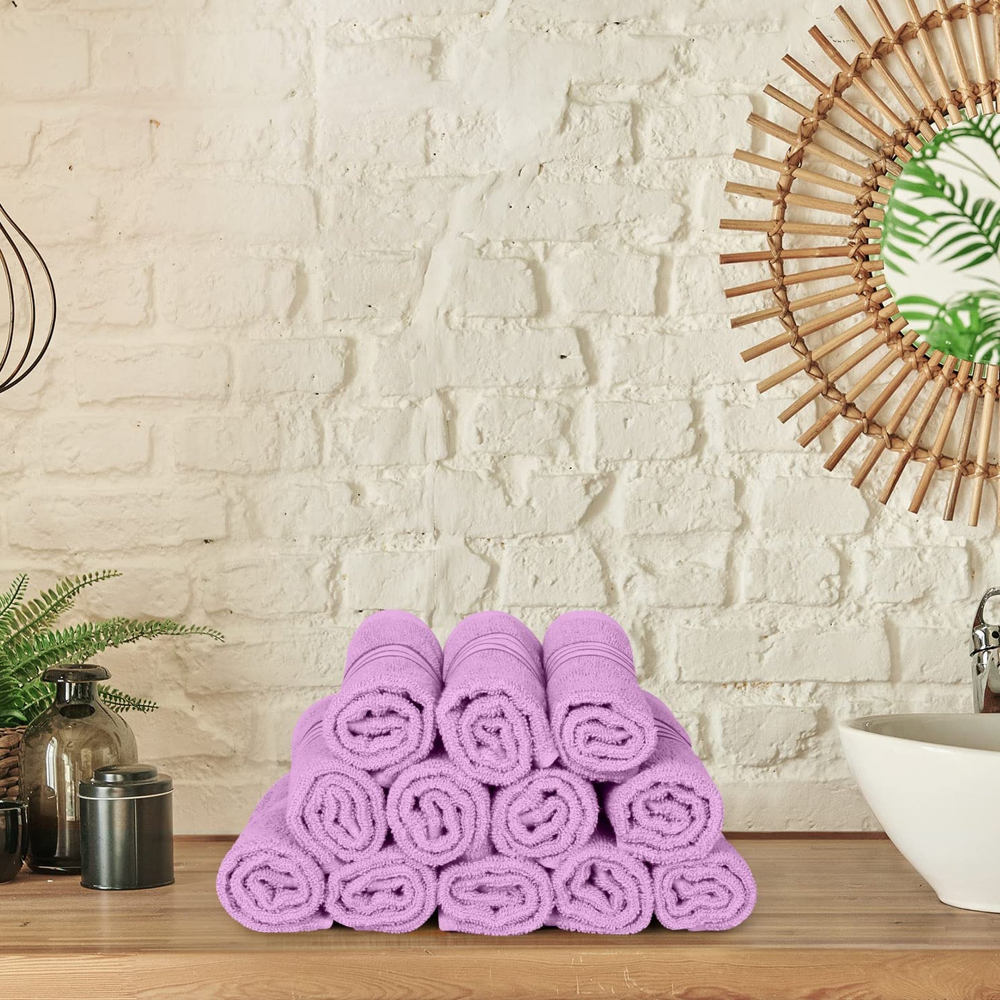 Utopia Towels 12 Pack Premium Wash Cloths Set, 12 by 12 Inches, 100% Cotton Ring Spun, Highly Absorbent and Soft Feel Washcloths for Bathroom, Spa, Gym, and Face, Lavender