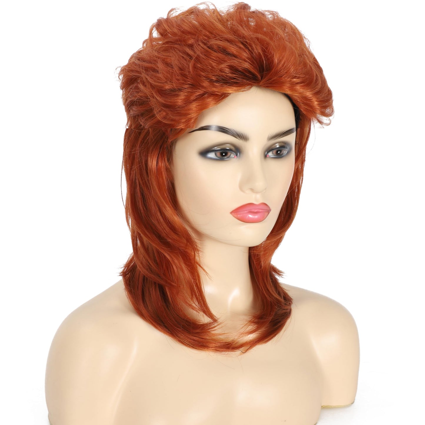 Daiaces Auburn Mullet Wig for Women 70s80s Disco Wig Shoulder Length Layered Heat Resistant Synthetic Hair Cosplay Daily Party Halloween