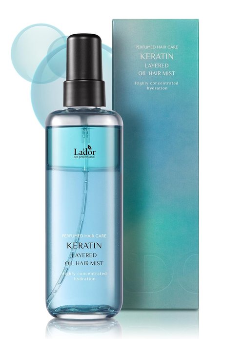 LA'DOR Keratin Hydrating Anti-Frizz Oil Water Perfume - Heat Protectant Hair Mist for Dry Hair | 4.4 Fl Oz