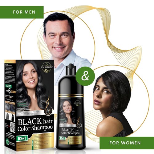 Regine Switzerland Black Hair Dye Shampoo - Instant Gray Coverage in Minutes - 10-in-1 Herbal Formula, Ammonia-Free