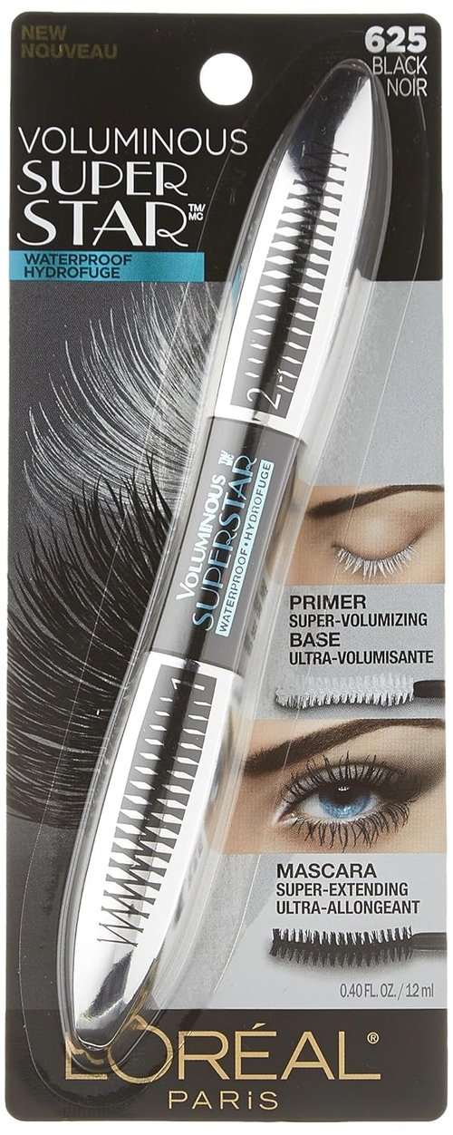 L'Oreal Paris Voluminous Superstar Mascara - Waterproof Formula in Black, 0.41 Fl. Oz