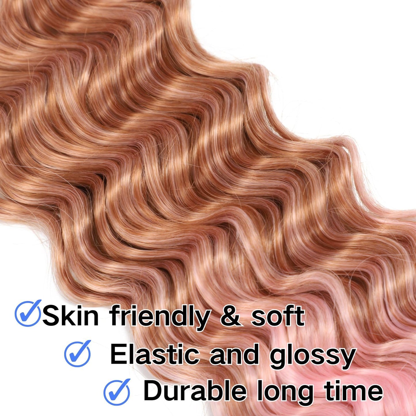 Deep Bulk Hair For Braiding Hair 20inch Wet And Wavy Deep Wave Bulk Hair Quality Synthetic Micro Braiding Hair Extensions for Boho Braids No Weft (2Pack 200g, 30/pink)