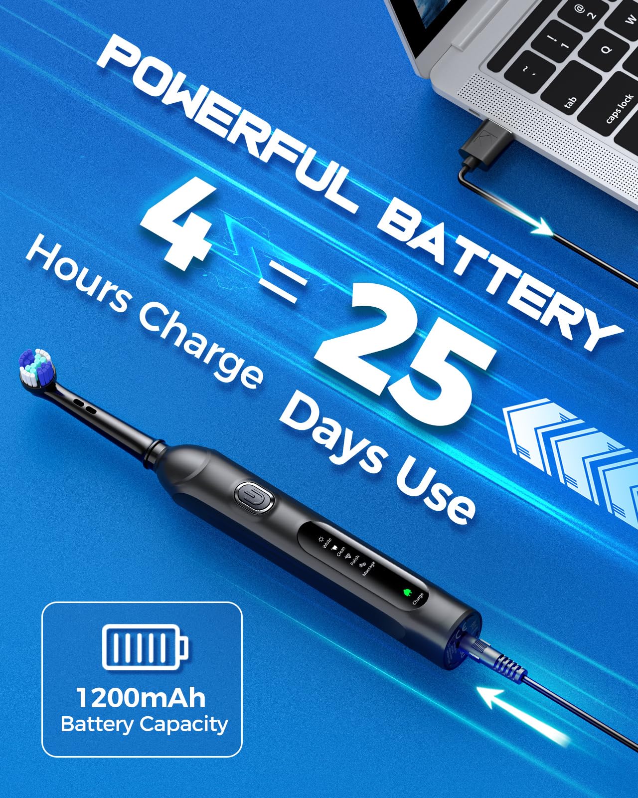 TEETHEORY Rotating Electric Toothbrush for Adults with 8 Brush Heads (2 Types), 4 Modes Deep Clean Electric Toothbrush with Rechargeable Power and 2 Min Smart Timer