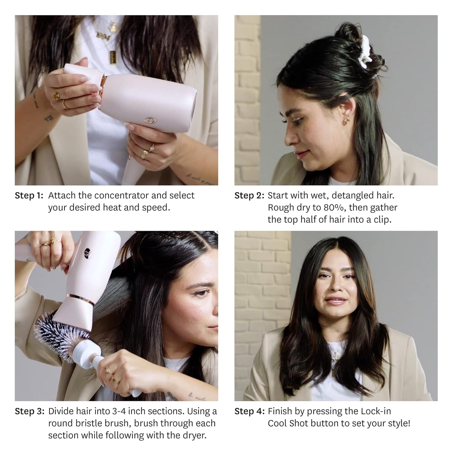 T3 Afar Lightweight Travel Hair Dryer - Auto Dual Voltage, Folding Handle, Fast Drying, Ergonomic Design
