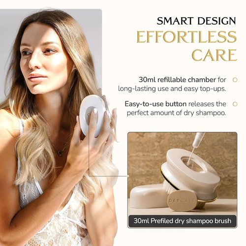 DARCASE Premium Dry Shampoo Brush Applicator - 30ml Unscented Non-Aerosol Refillable Travel Size