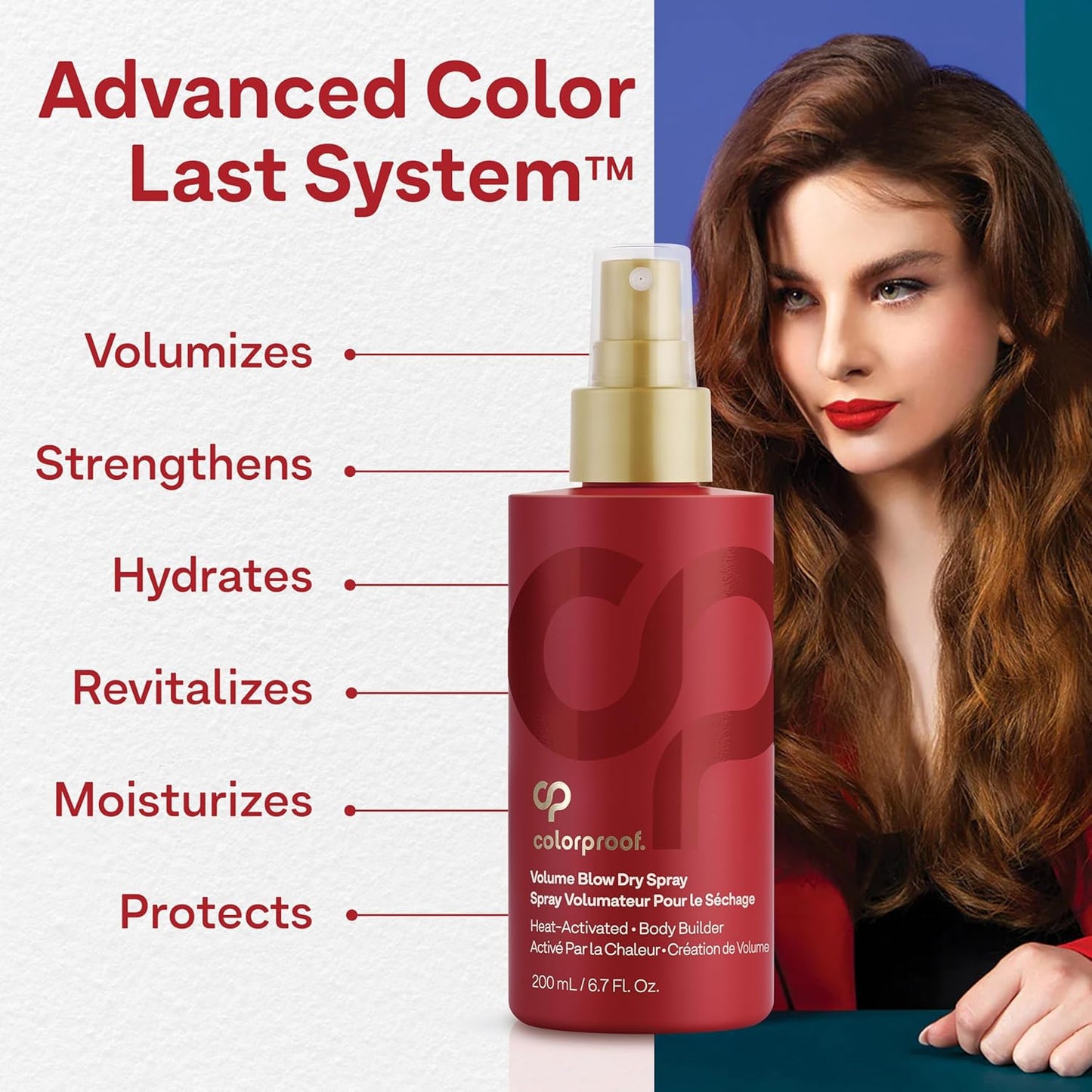 Colorproof Volume Blow Dry Spray Primer - 6.7 Fl. Oz. Volumizing Heat Protection Spray | White Nectarine Scent
