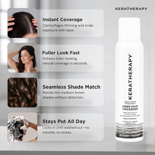 Keratherapy Keratin Infused Hair Thickener Spray - Volumizing Medium Brown Formula, 4 fl. oz.