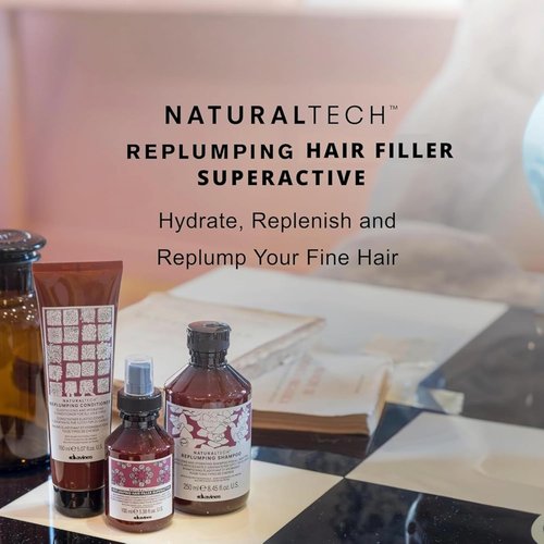 Davines Naturaltech Replumping Hair Filler - Moisturizing Formula for Fine Hair - Travel Size 3.38 Fl Oz