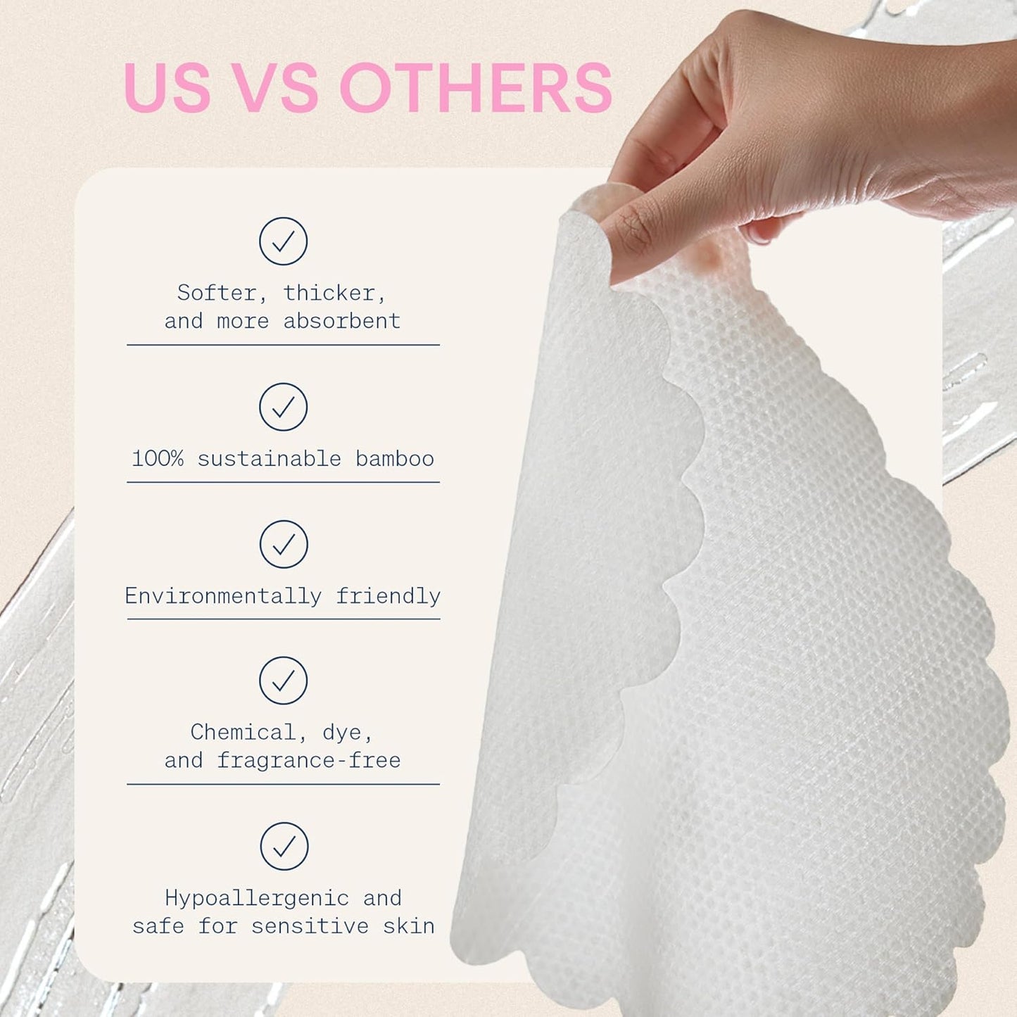 Skinny Confidential Disposable Face Towels - Silky Soft & Highly Absorbent 50 Count - Gentle Bamboo Cloths for Sensitive Skin