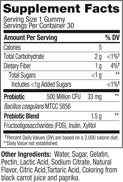 OLLY Probiotic + Prebiotic Gummies - 500 Million CFUs, Peach Flavor, 30 Count | Adult Chewable Supplement