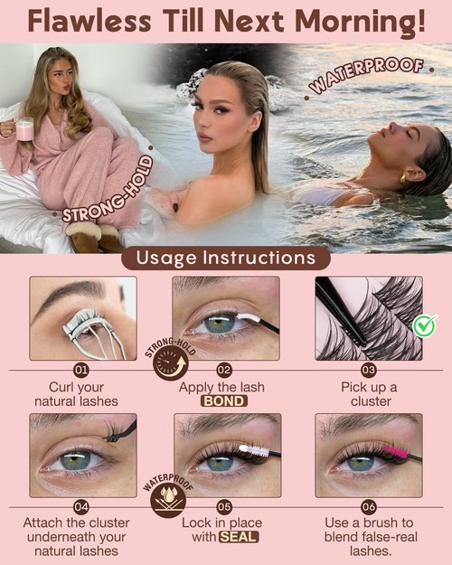 Goddvenus Wispy Lash Clusters Kit Mascara-like Natural Eyelash Clusters Lashes Cluster Eyelash Extensions Kit 10-16mm False Eyelashes Individual Lashes C Curl Lash Extension Kit For DIY