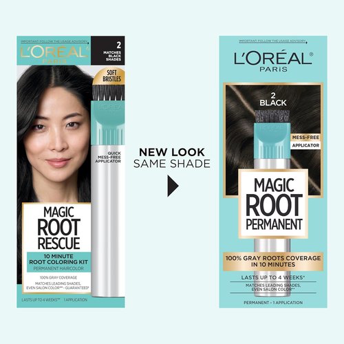 L’Oréal Paris Magic Root Hair Color Kit - 10 Minute Gray Coverage, 2 Count | Deep Black