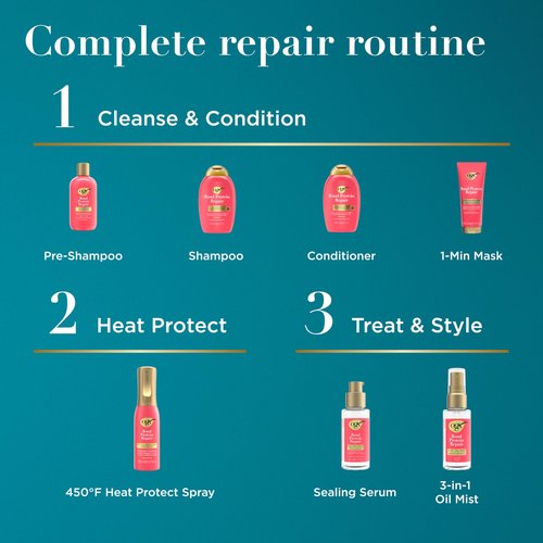 OGX Repair & Protect Bond Protein Repair Shampoo, Lightweight Hair Wash Cleanses & Targets Damaged Hair for Effective Bond Repair, Formulated without Parabens, 13 fl. oz