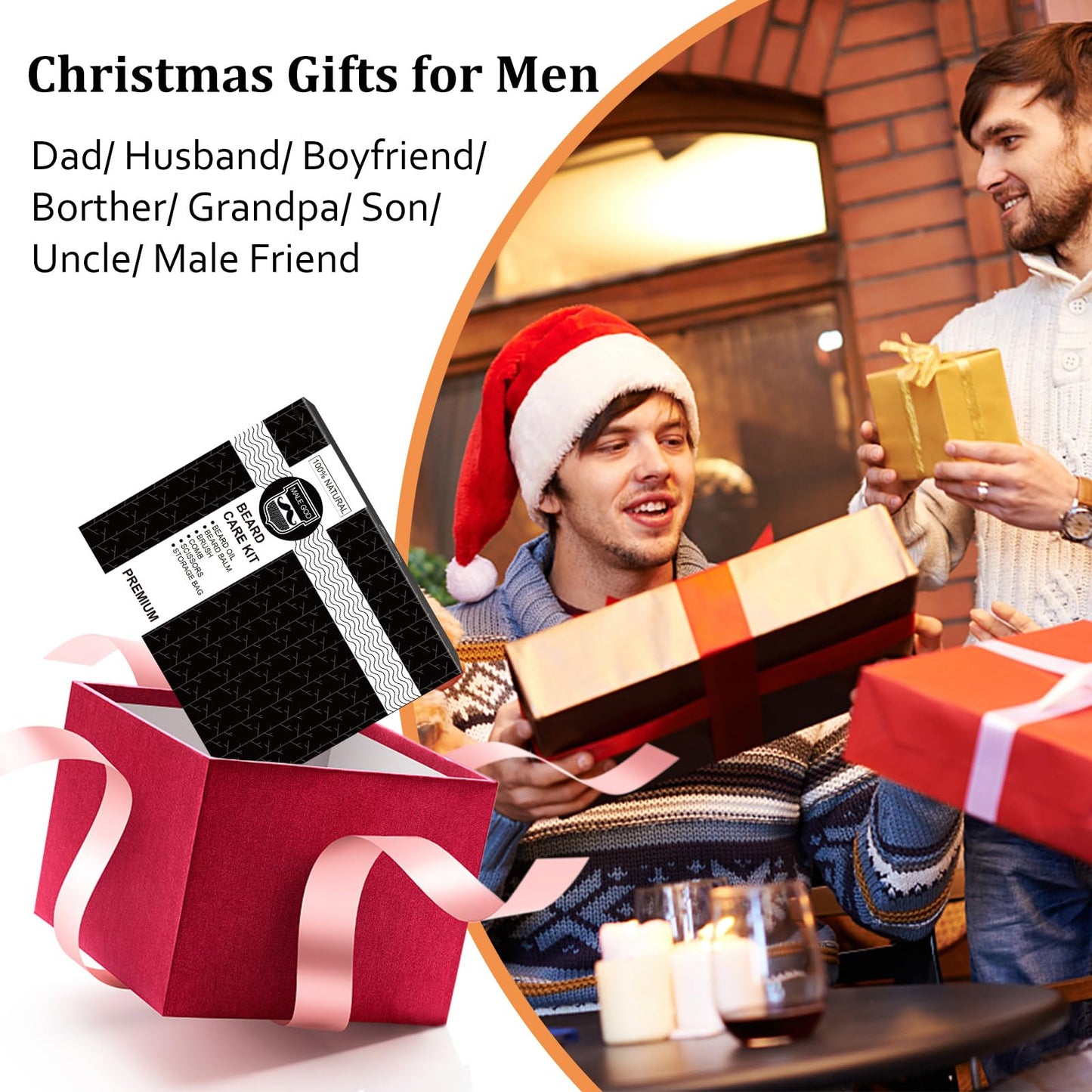 MALE GOD Gifts for Men, Beard Kit with Beard Oil, Balm, Comb, Brush, Scissors, Beauty Gift Sets for Him, Birthday & Christmas, Stocking Stuffers for Adults Men, Boyfriend, Husband, Son, Friend, Dad