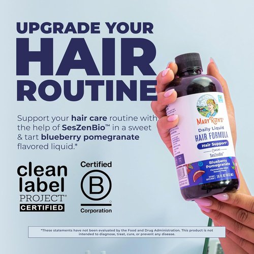 MaryRuth's Daily Liquid Hair Formula - 500 mg SesZenBio™ & 2,500 mcg Biotin for Thicker, Stronger Hair | 16 Fl Oz