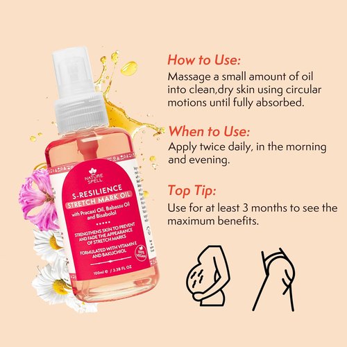 Nature Spell Stretch Mark Oil - Vegan Body Oil for Scars & Uneven Skin Tone | 3.38 Fl Oz