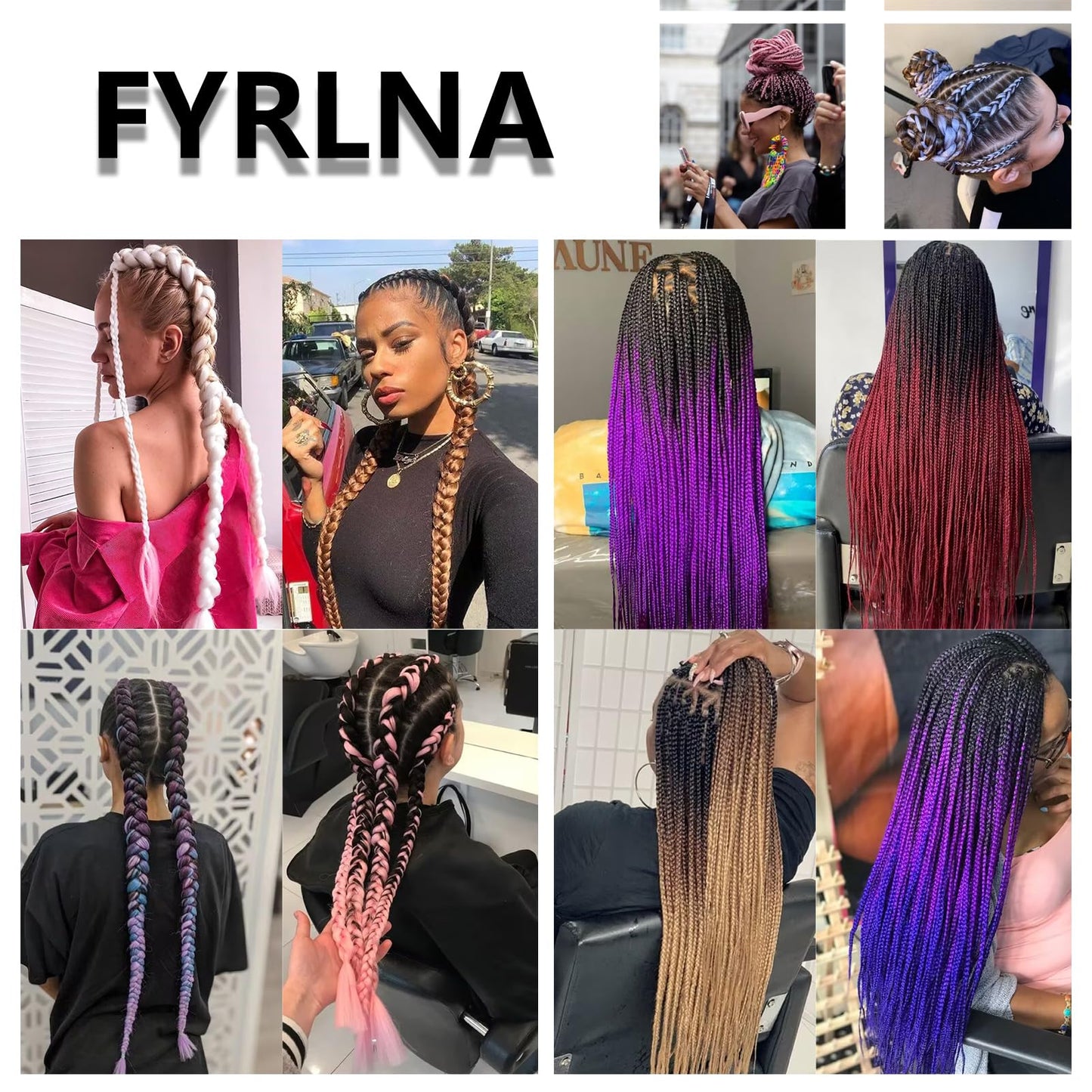 FYRLNA 6 Packs 24 Inch Jumbo Braiding Hair Soft High Temperature Resistance Synthetic Hair Extensions for Women 24 Inch Ombre Jumbo Braiding Hair Twist Crochet Braids Hair (24 Inch (Pack of 6), Pink to Lake Blue)