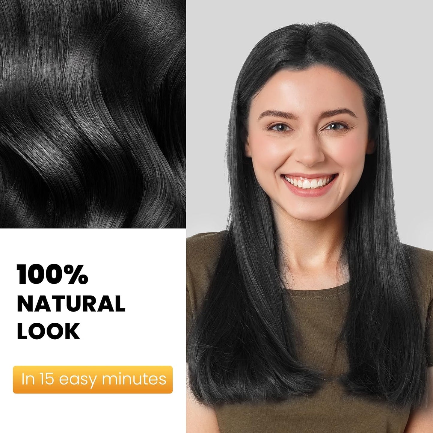KAISASA Black Hair Dye Shampoo - 3 in 1 Herbal Formula for Gray Coverage | 500ml