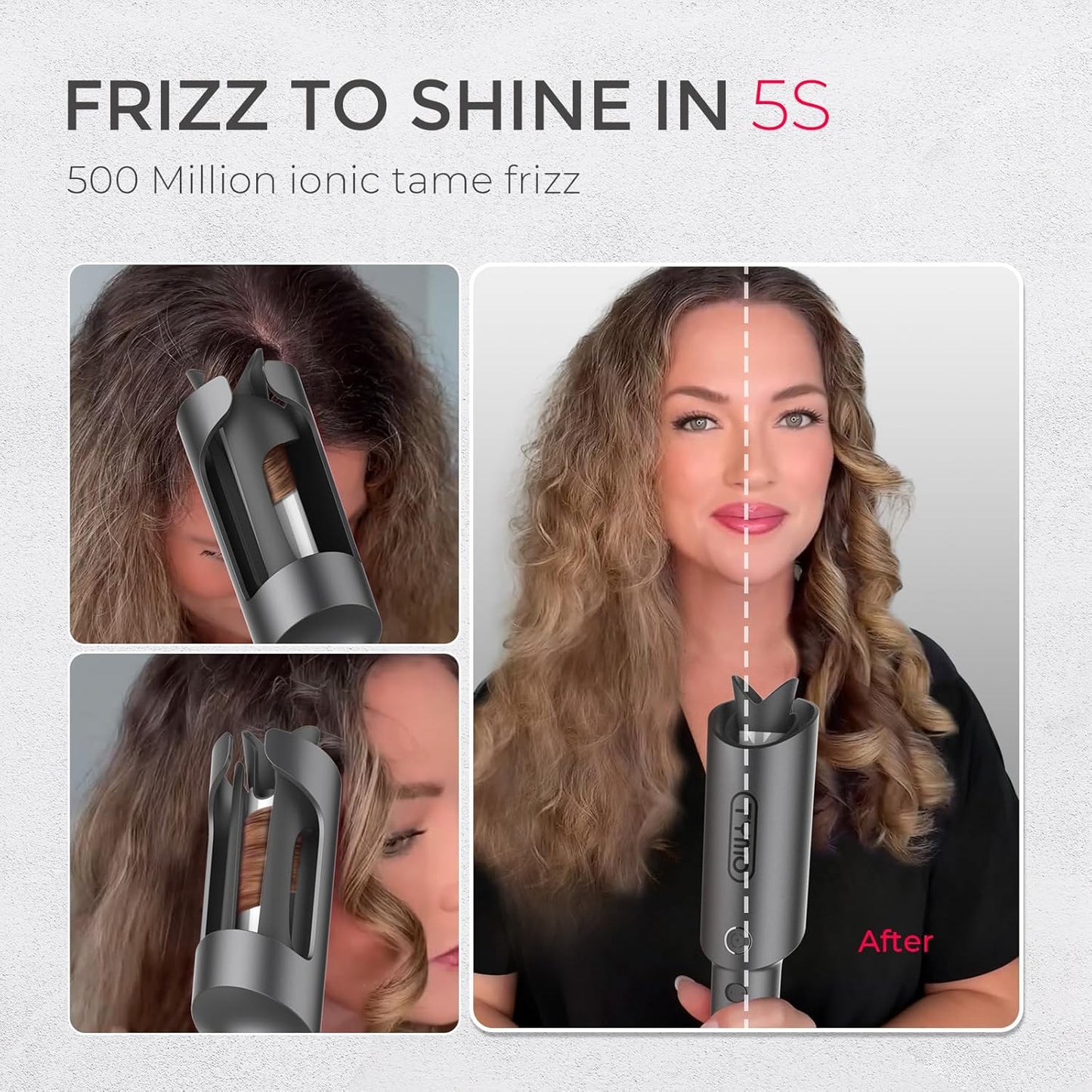 TYMO CURLPRO Automatic Rotating Curling Iron - Portable 1-Inch Beach Waves Curler with Ionic Technology & Ceramic Coating, Metallic Gray
