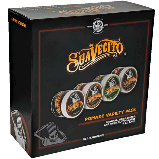 Suavecito Pomade Variety Pack - All-Day Hold for Any Hair Style | Includes OG, Firme, Matte & Clay