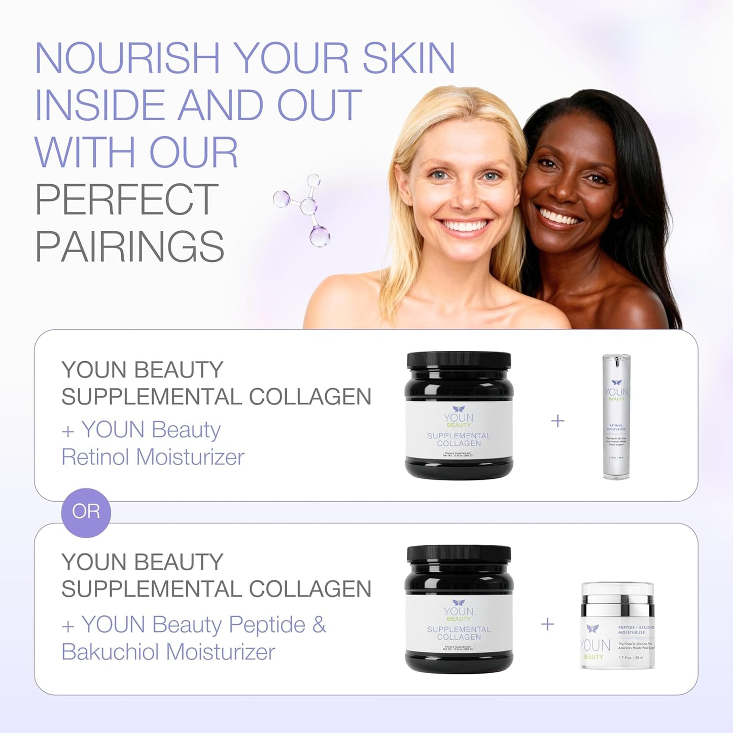 YOUN Beauty Collagen Powder | Unflavored Multi-Collagen Peptides for Skin Health - 30 Servings