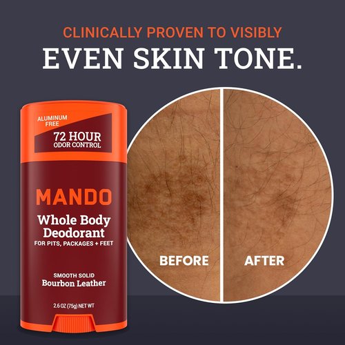 Mando Whole Body Deodorant For Men - Smooth Solid Stick | 72-Hour Odor Control, Aluminum Free - Bourbon Leather, 2.6 Ounce (Pack of 2)