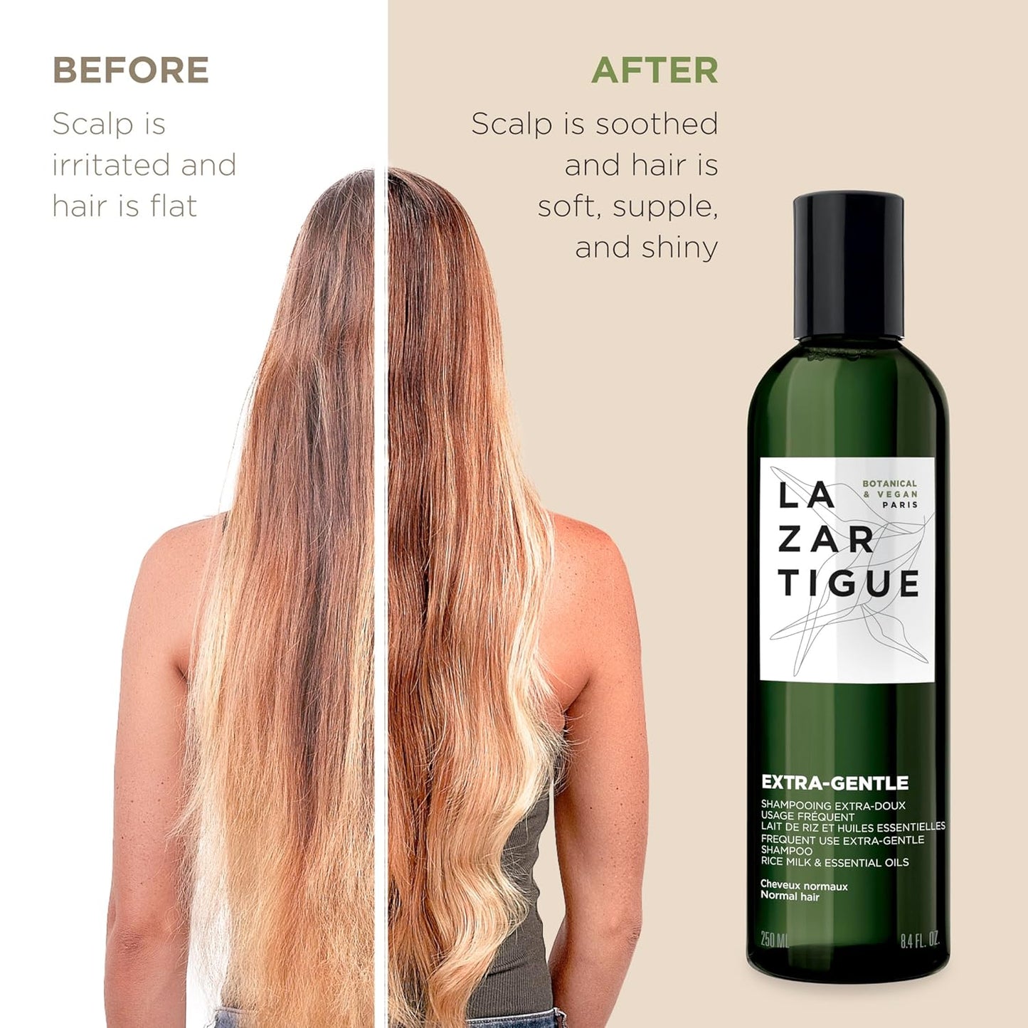 Lazartigue Extra Gentle Hair Shampoo - Vegan Formula Prevents Irritations & Dandruff | Enhances Strength & Shine