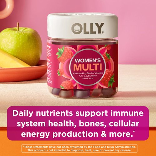 OLLY Women's Multivitamin Gummies - Overall Wellness Support with Vitamins A, C, D, E & Biotin | Berry Flavor, 90 Count