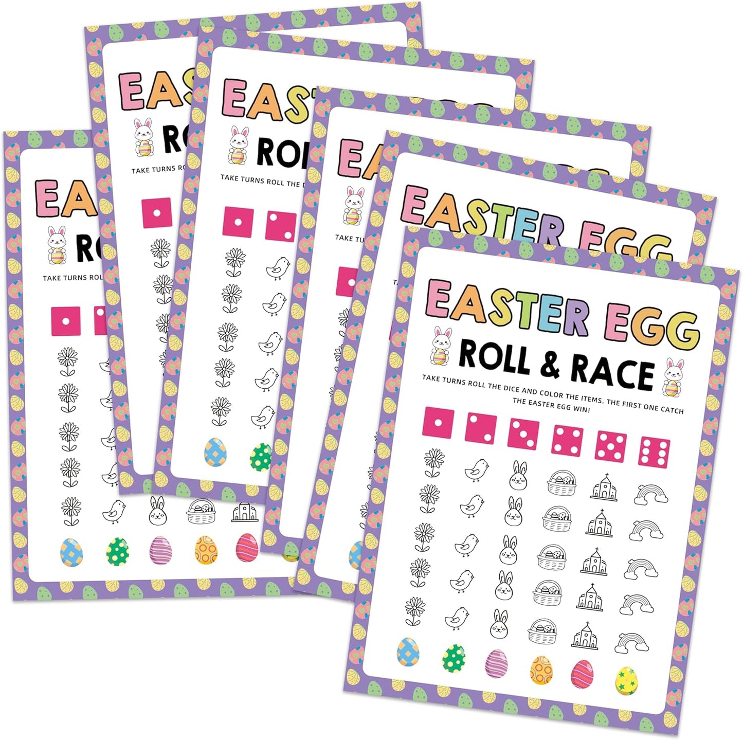 25 Easter Egg Roll Dice Game Cards | Fun Family Activity for Easter Parties & Gatherings