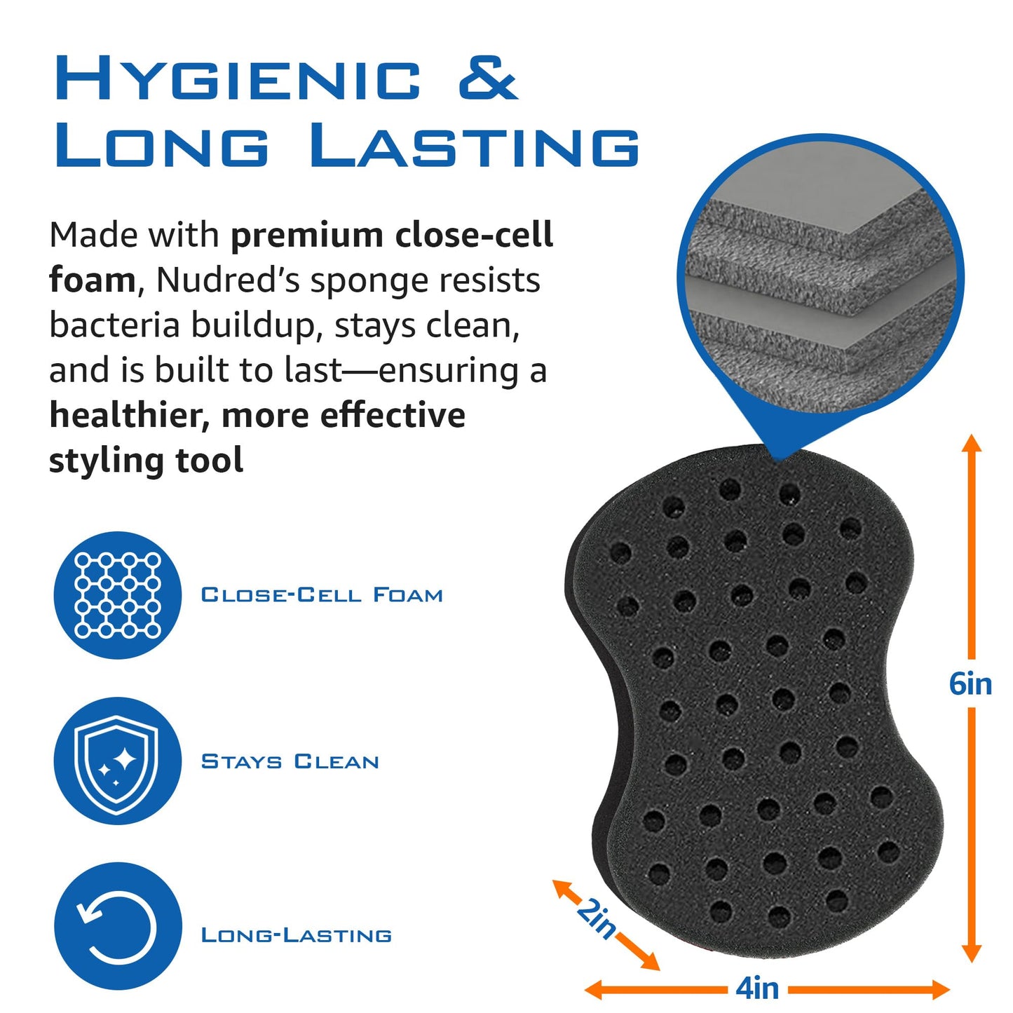 NuDred Hair Brush for Black Men and Women, Twisting Sponge for Curling Afro Style Dreads, Coils & Twists, Barber Curling Care Tool (Silver, Small Holes)