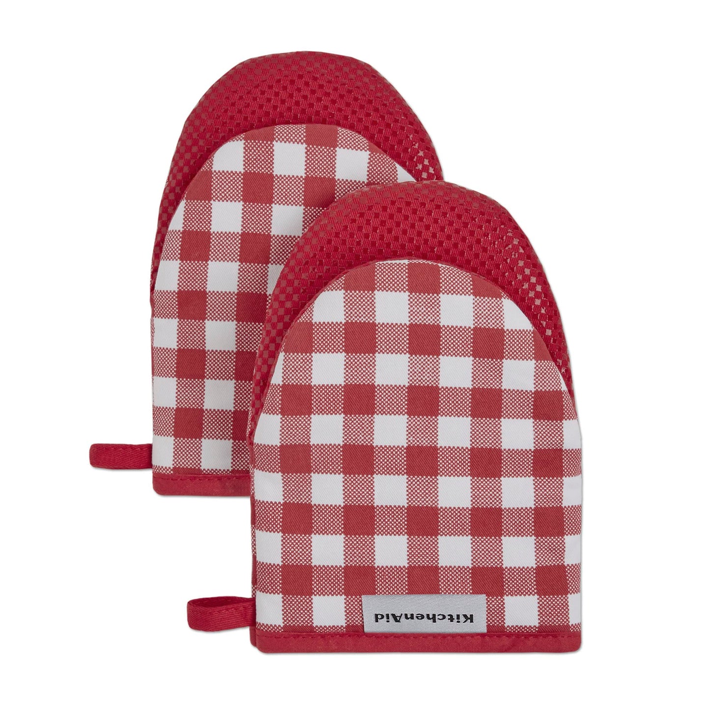 KitchenAid Gingham Mini Oven Mitt 2-Pack Set, Blue Velvet, 5.5"x8"