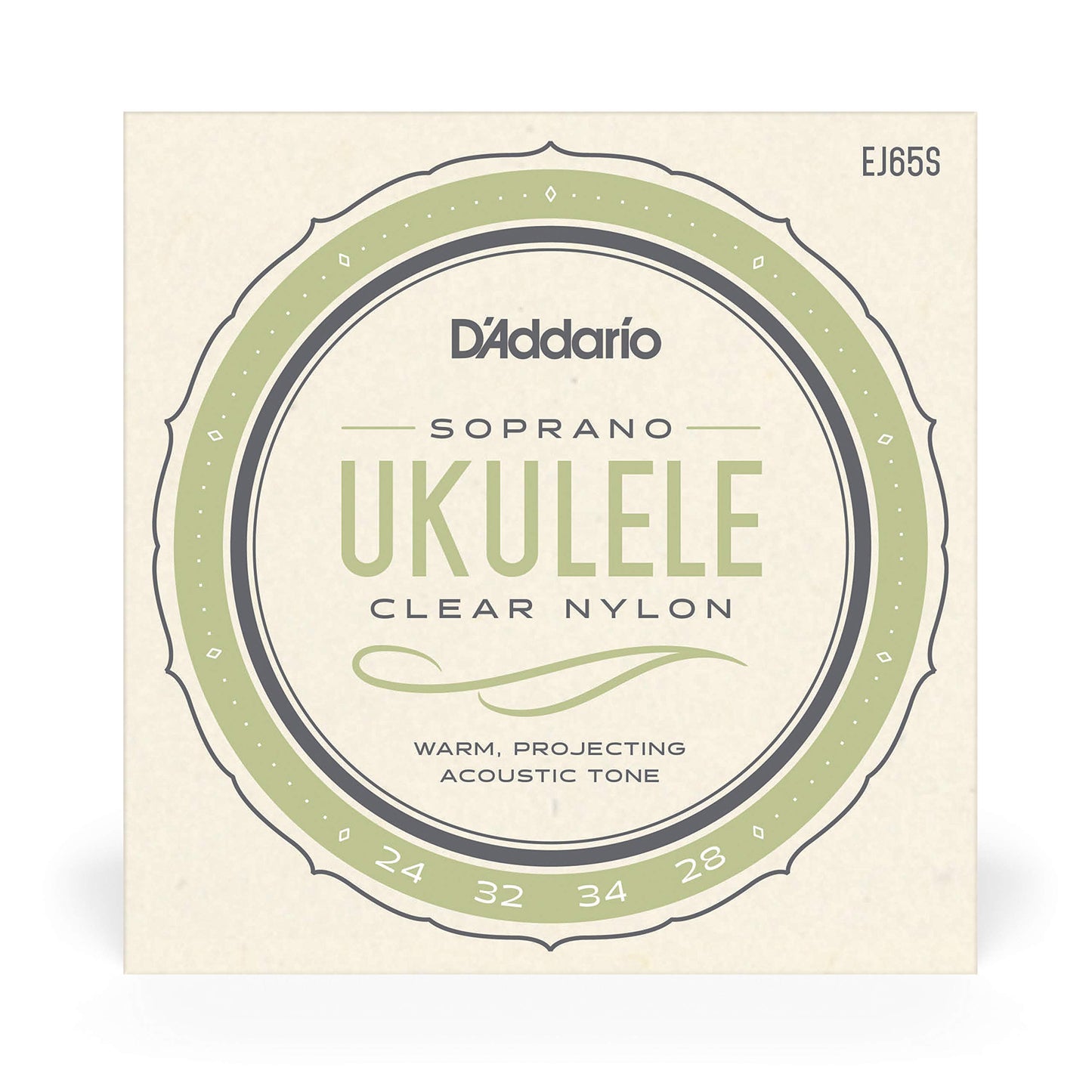 D'Addario Baritone Ukulele Strings, Fluorocarbon, EJ99B, 4-String Set, Pack of 1